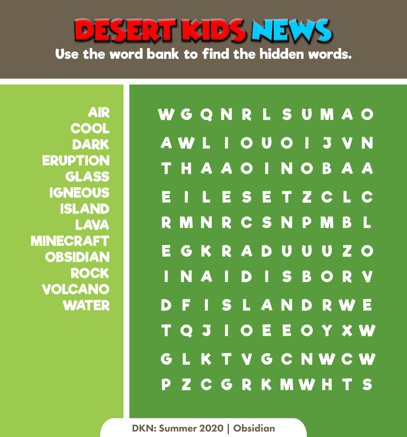 Obsidian Word Search